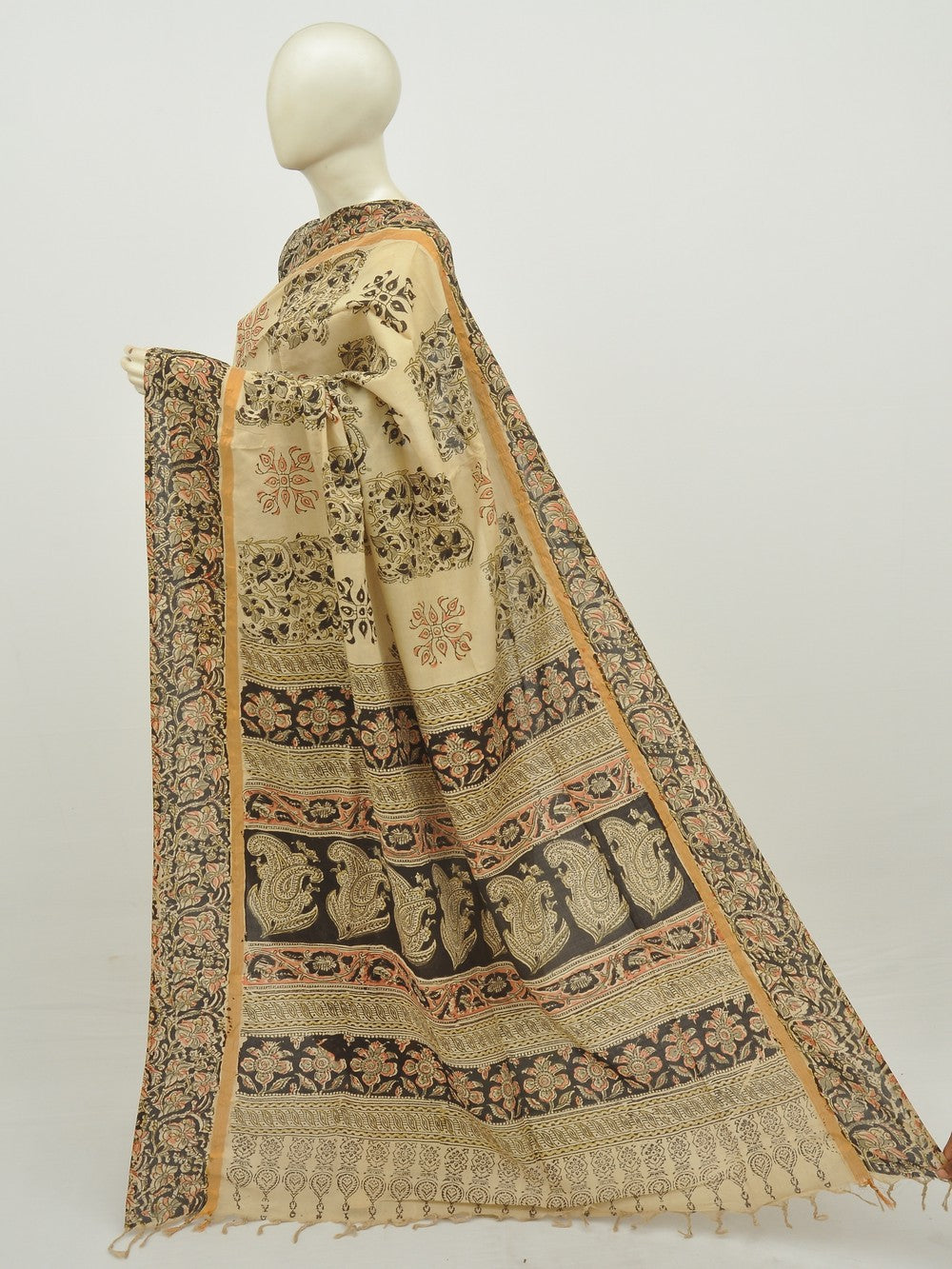 Organic Vegetable Colours Kalamkari Hand Print Silk Saree [D20124044]