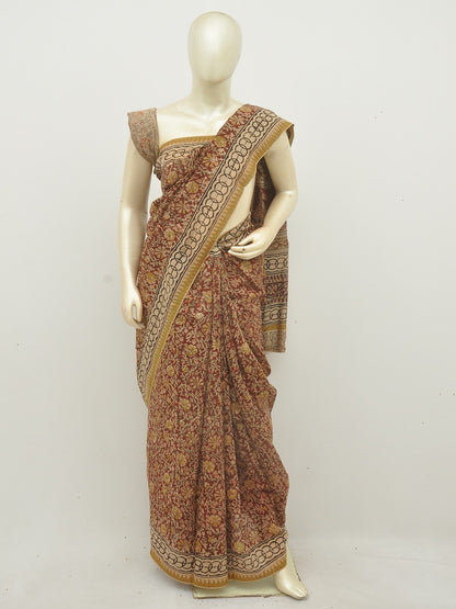 Organic Vegetable Colours Kalamkari Hand Print Silk Saree [D20124052]