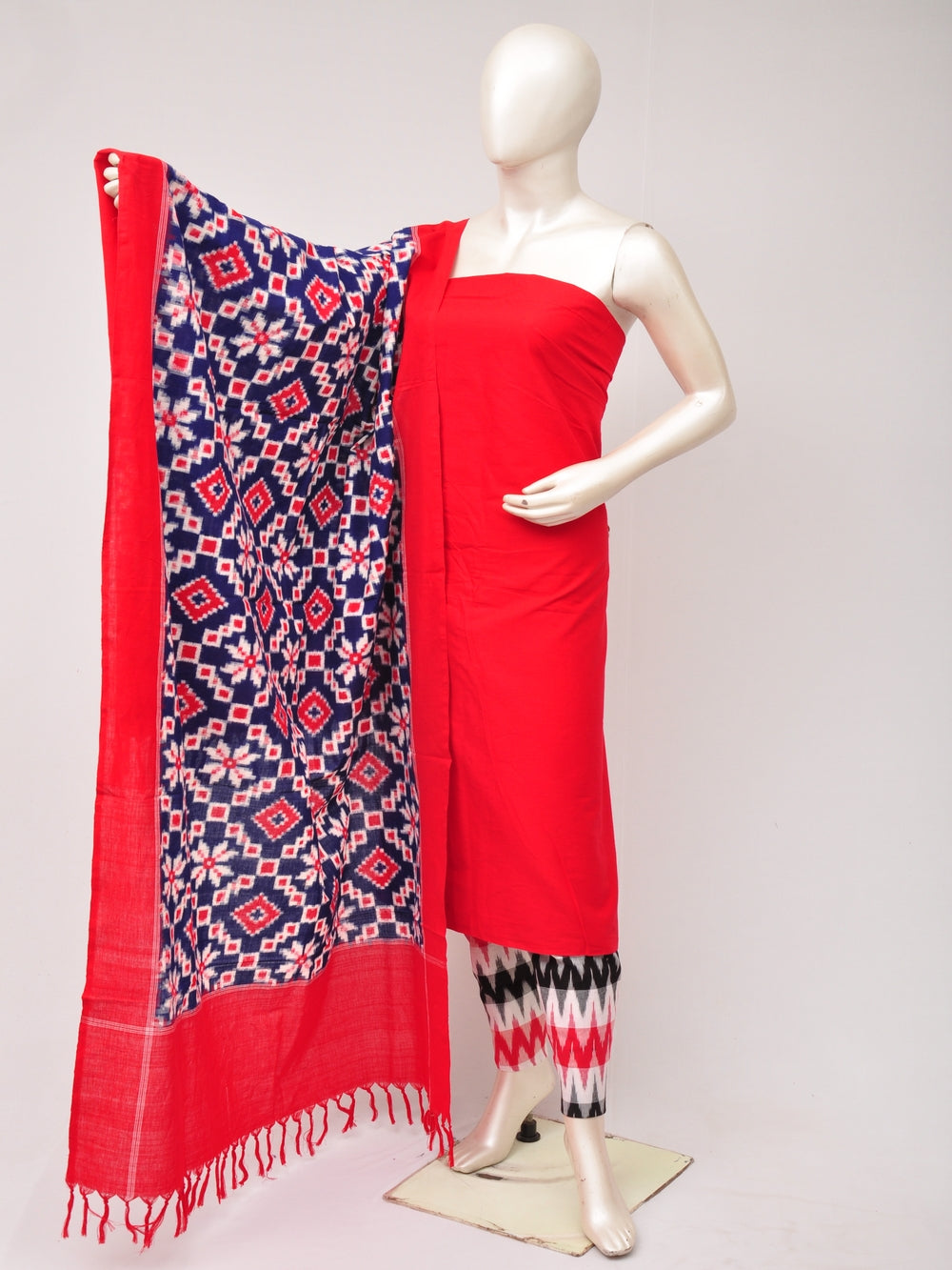 Pochampally Double Ikkat Designer Dress Material [D80703565]