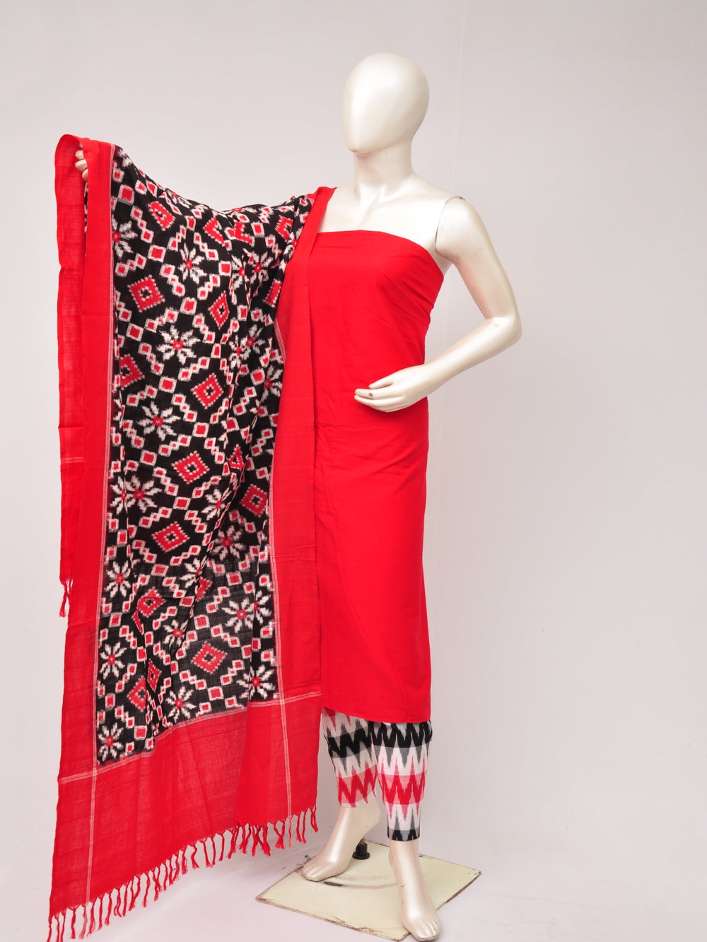 Pochampally Double Ikkat Designer Dress Material [D80703566]