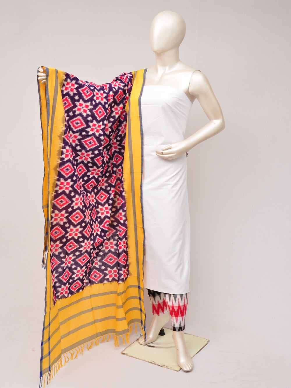 Pochampally Double Ikkat Designer Dress Material [D80703586]