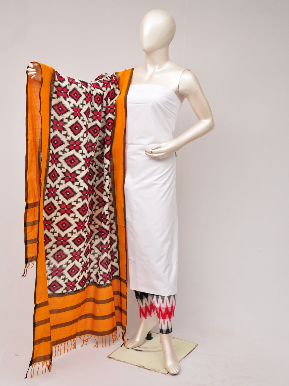 Pochampally Double Ikkat Designer Dress Material [D80703587]