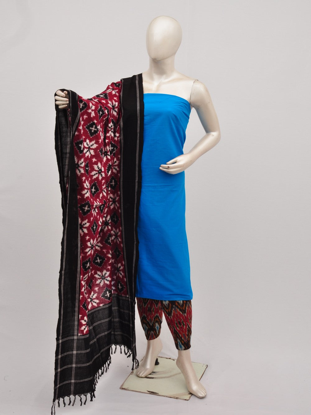 Pochampally Double Ikkat Designer Dress Material [D9090573]