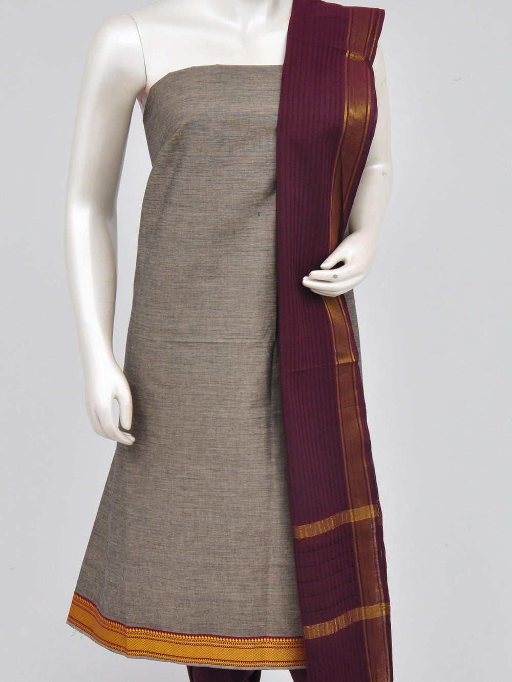 Zari border dress material [D60914000] - DressesForWomen.IN