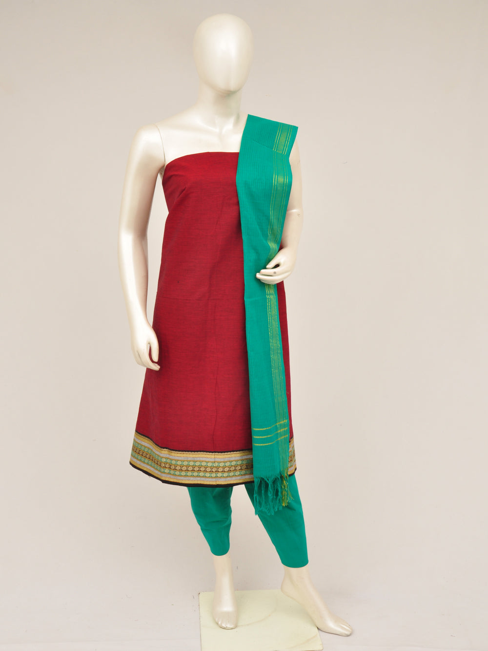 Zari border dress material [D60914007] - DressesForWomen.IN