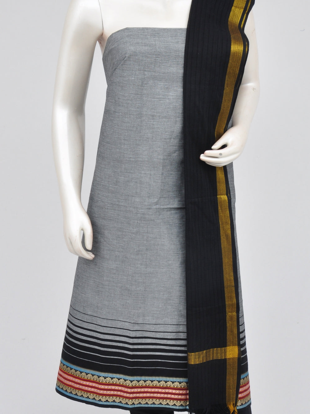 Zari border dress material [D60914017]