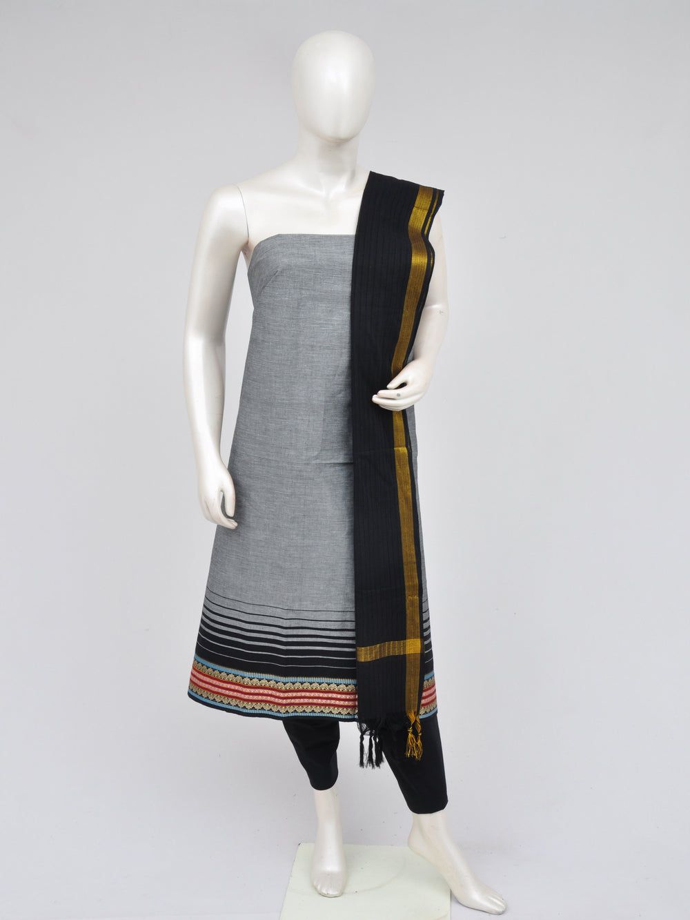 Zari border dress material [D60914017]
