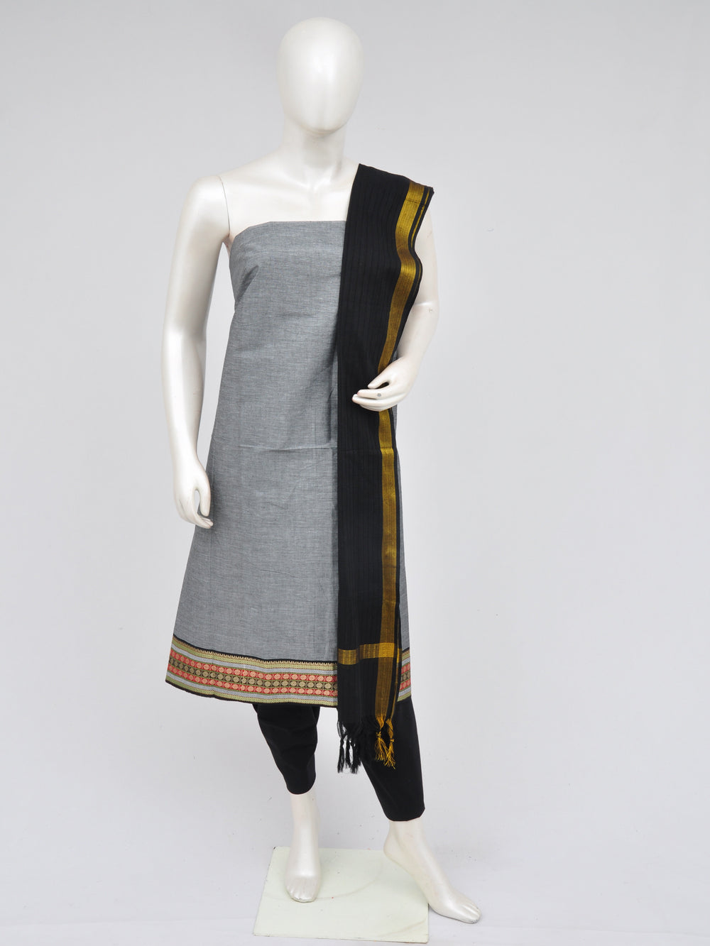 Zari border dress material [D60914020]